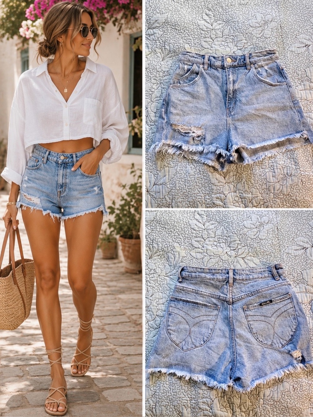 Rolla’s Dusters High Rise Slim Distressed Frayed Denim Shorts Light Sz 26🧡